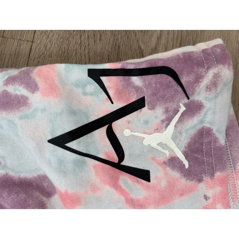 Jordan Air Boys Tie Dye Fleece Shorts Pink Purple Teal Jumpman Small 8-10Y